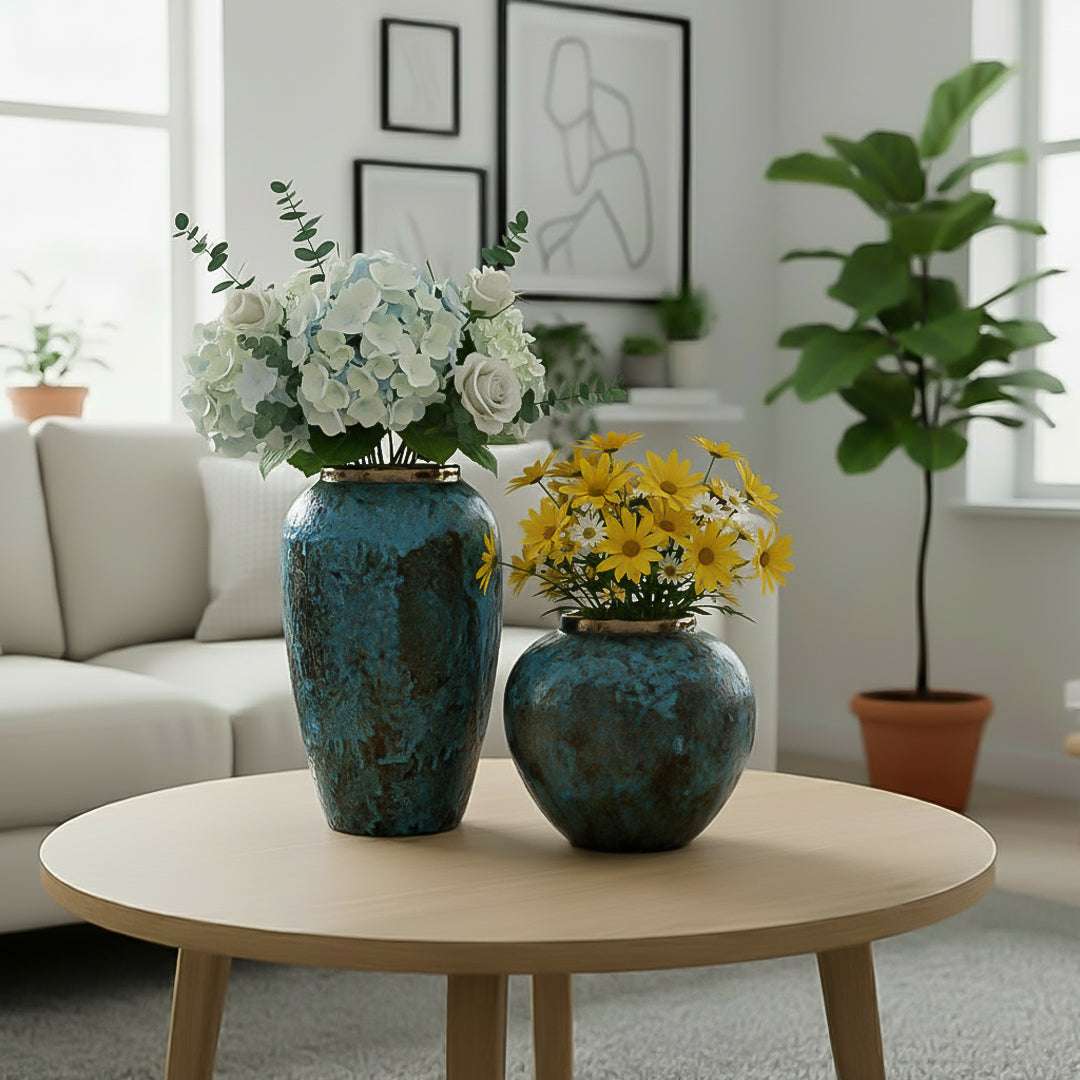 SOGA Home & Living Bundle – Light Blue Ceramic Flower Vases for Elegant Living Room Decor $ 161