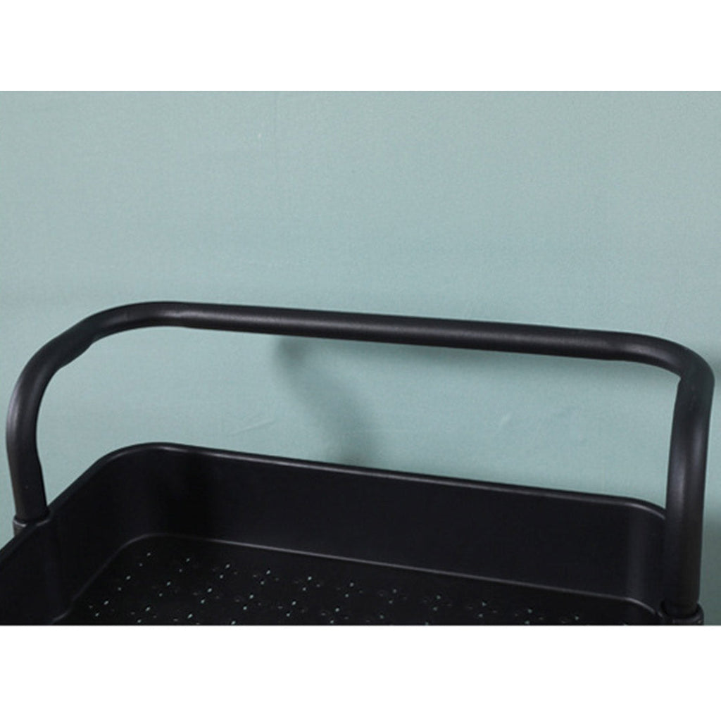 SOGA 2X 3 Tier Steel Black Movable Kitchen Cart Multi-Functional Shelves Storage Organizer with Wheels