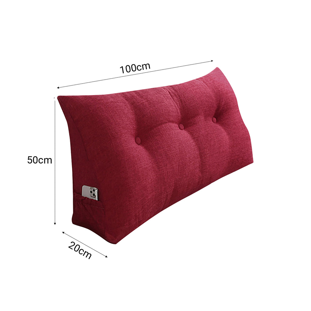 SOGA 100cm Rose Red Triangular Wedge Bed Pillow Headboard Backrest Bedside Tatami Cushion Home Decor
