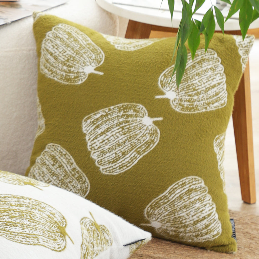 SOGA 2X 50cm Throw Pillow Green Autumn Harvest Pumpkin Print Home Decor