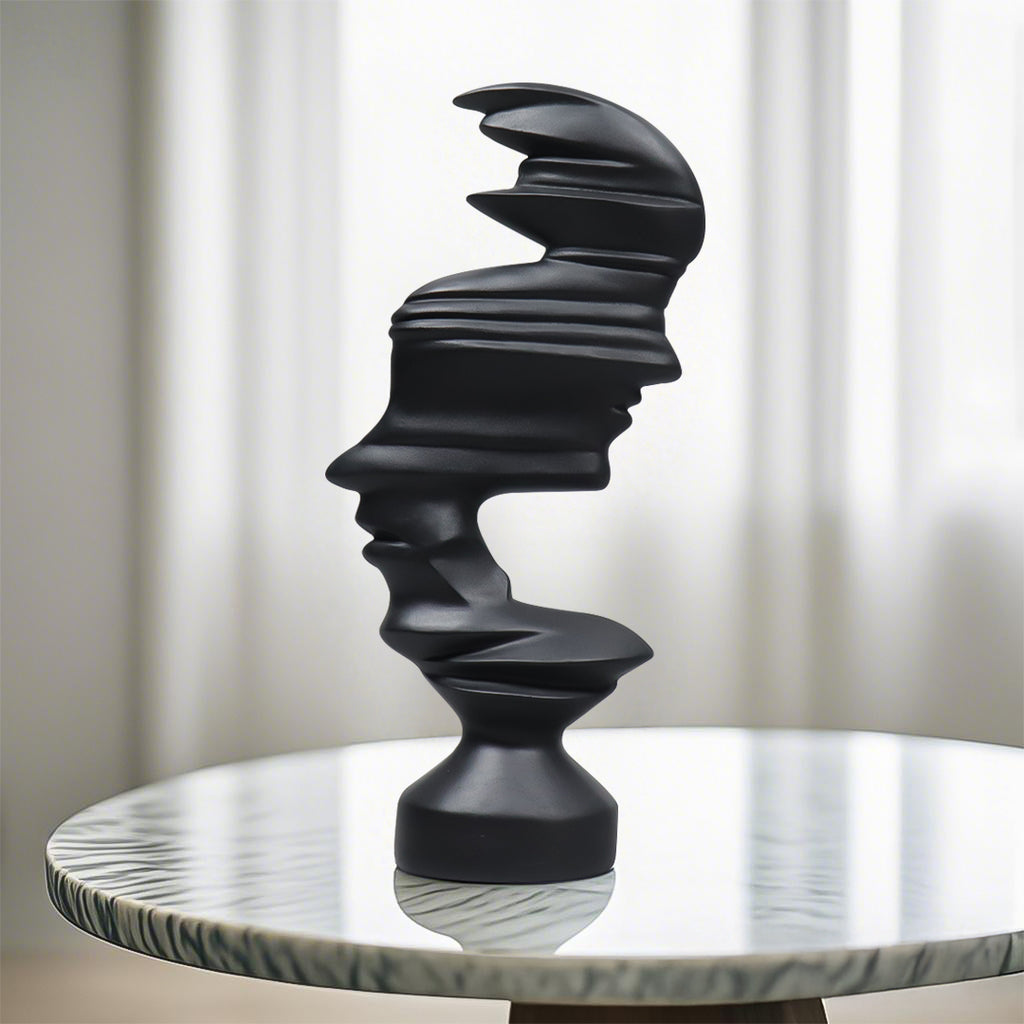 SOGA 44cm Dual-Face Resin Sculpture – Modern Abstract Art Décor