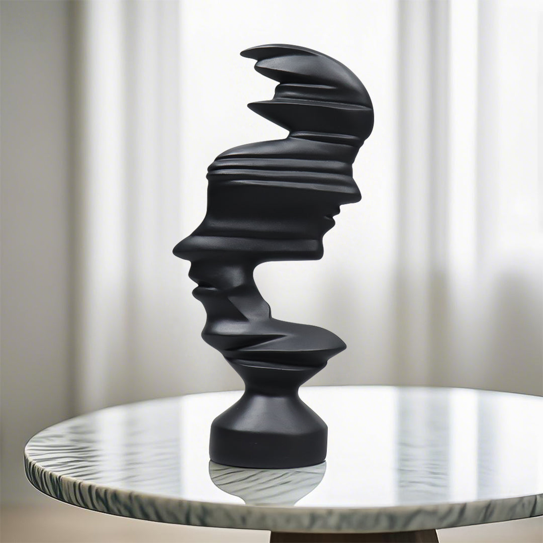 SOGA 44cm Dual-Face Resin Sculpture – Modern Abstract Art Décor
