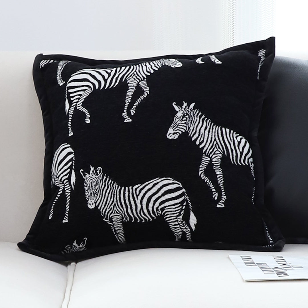SOGA 50cm Throw Pillow  Black Light Luxury Zebra Square Pillow for Home Decor