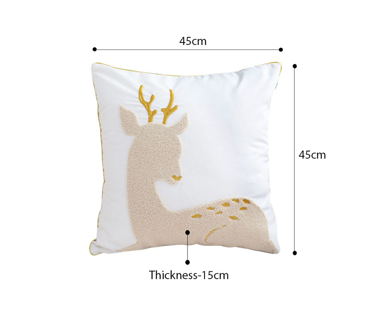 SOGA 45cm Whimsical Beige Reindeer Applique Gold Accent Throw Pillow