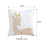 SOGA 2X 45cm Whimsical Beige Reindeer Applique Gold Accent Throw Pillow