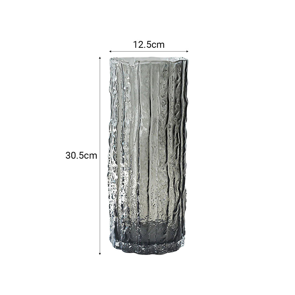 SOGA 30.5cm Handcrafted Grey Glass Vase, Classic Design for Home Decor