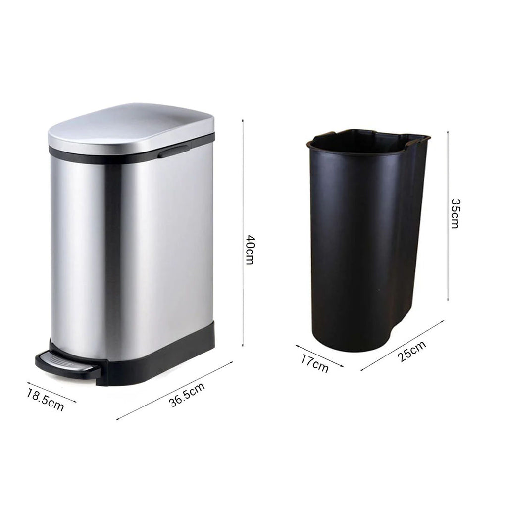 SOGA 4X Foot Pedal Stainless Steel Rubbish Recycling Garbage Waste Trash Bin 10L U
