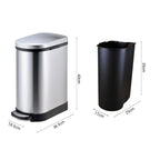 SOGA 4X Foot Pedal Stainless Steel Rubbish Recycling Garbage Waste Trash Bin 10L U