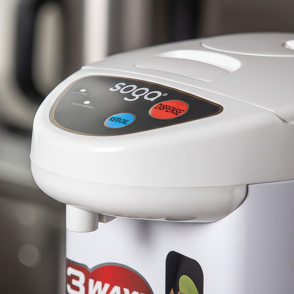 SOGA 3.8L White Plastic Exterior Electric Thermal Pot Dispenser with 3 Dispensing Modes