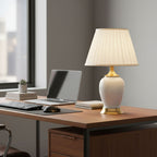 SOGA 2X Ceramic Oval Table Lamp with Gold Metal Base Desk Lamp White