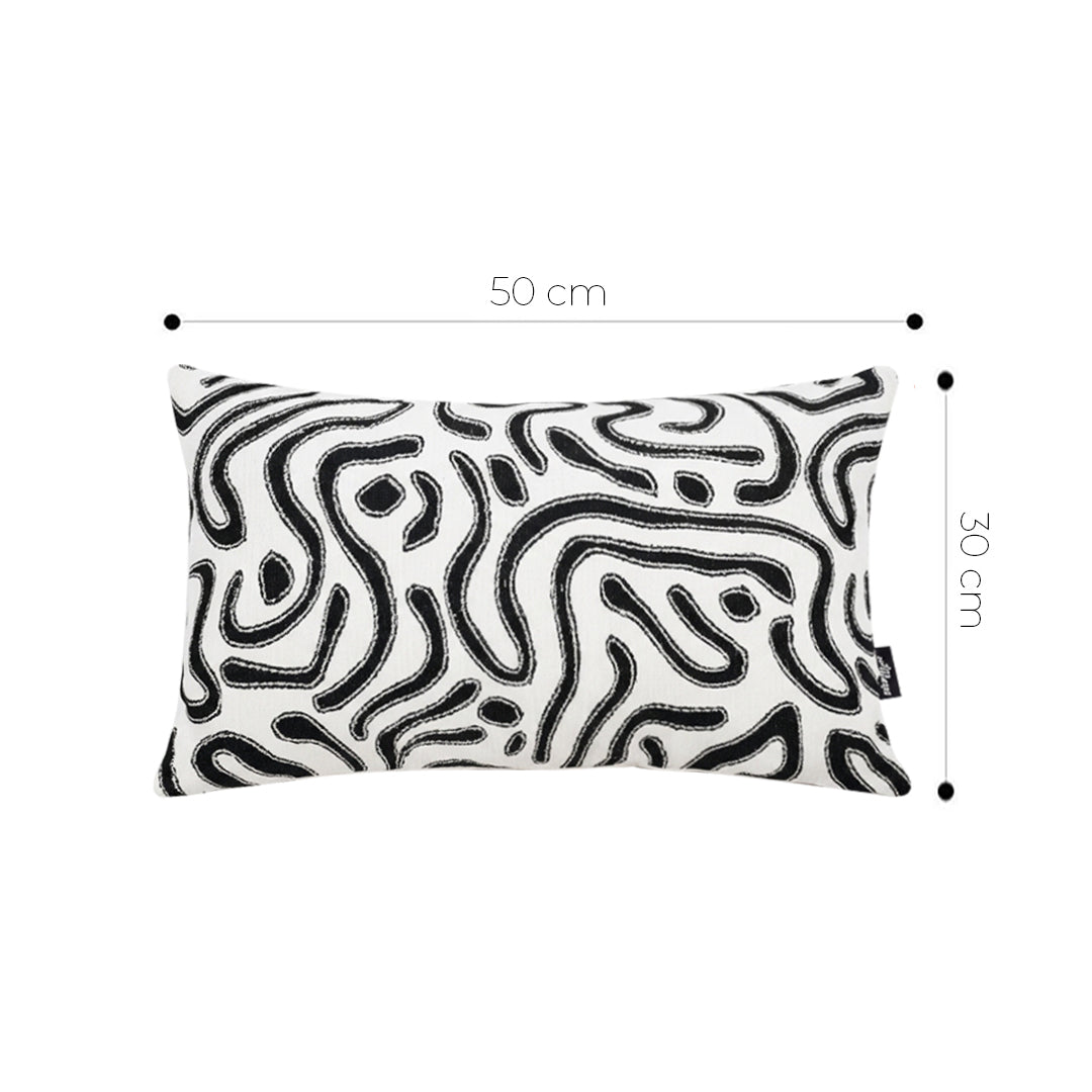SOGA 30cm Black White Abstract Swirl Pattern Decorative Throw Pillow