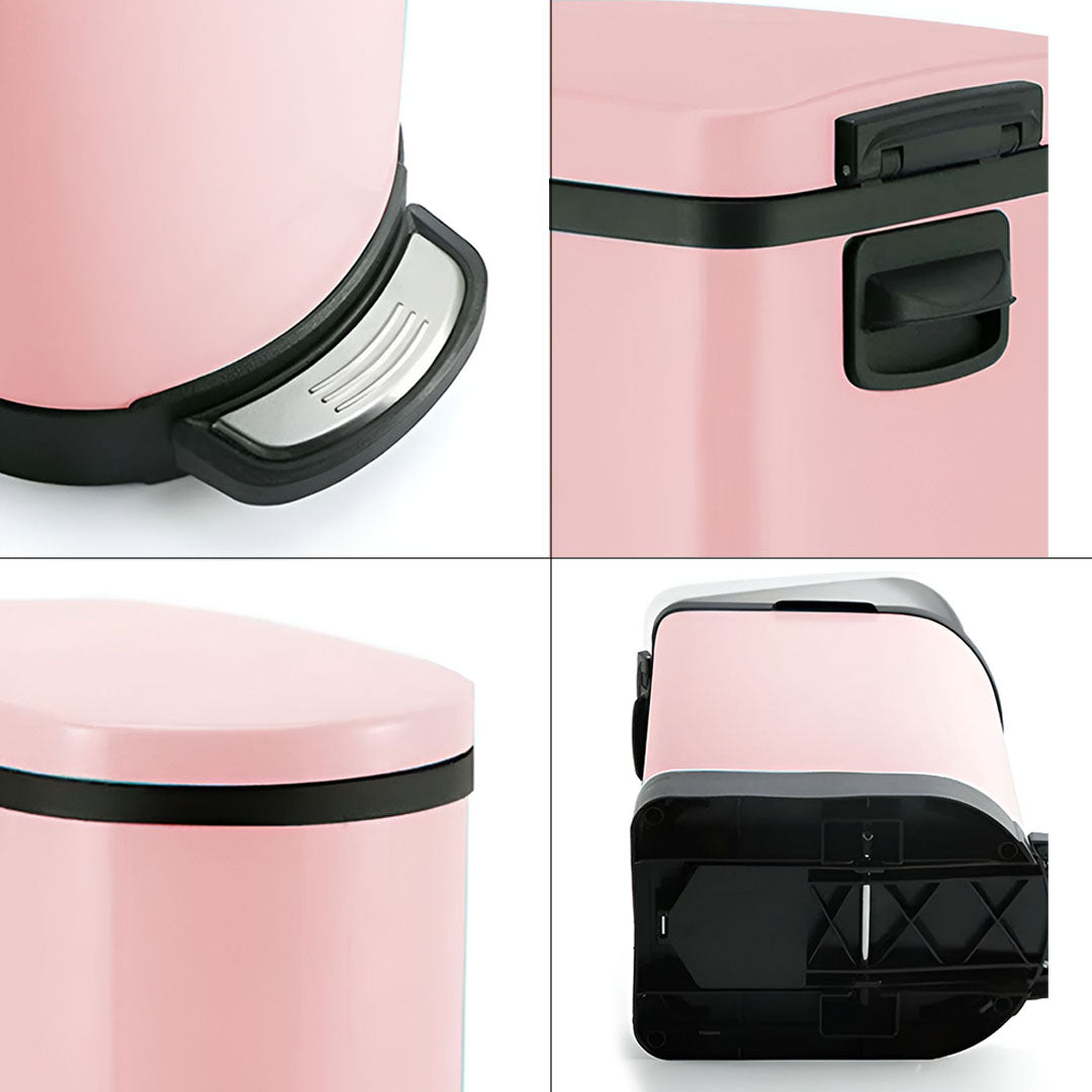 SOGA 2X Foot Pedal Stainless Steel Rubbish Recycling Garbage Waste Trash Bin 10L U Pink