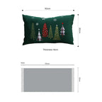 SOGA Christmas Bundle C – 2 Dark Green Christmas Forest Lumbar Pillow & Teal Knitted Throw Blanket