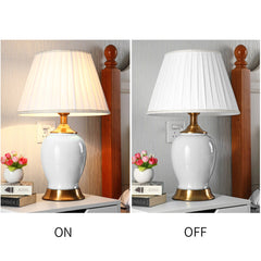SOGA 4X Ceramic Oval Table Lamp with Gold Metal Base Desk Lamp White