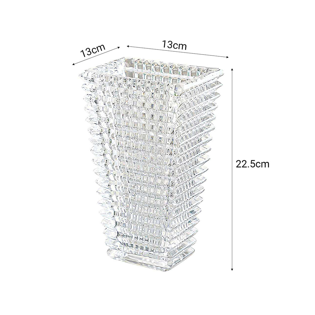 SOGA 22.5cm Handcrafted Clear Glass Vase Classic Design for Home Decor