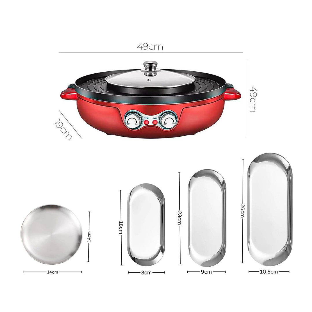 SOGA Kitchenware Bundle – 2-in-1 Electric Hot Pot BBQ Grill & Silver Plate Set with Grilling Plate $ 275