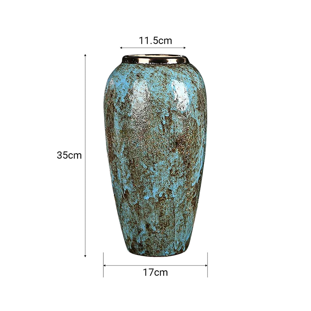 SOGA 35x17cm Light Blue Large Ceramic Flower Vase Elegant Living Room Home Decor