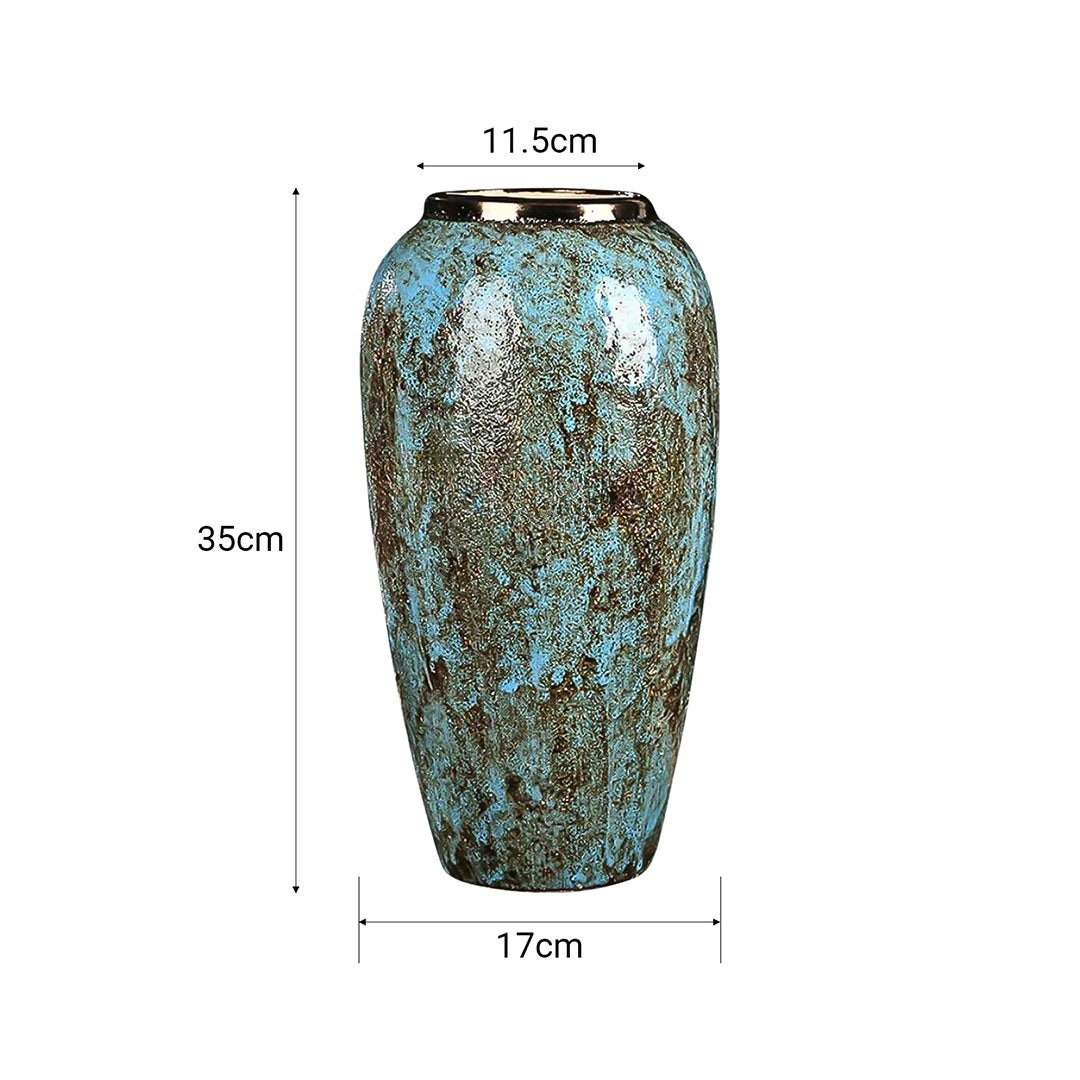 SOGA 35x17cm Light Blue Large Ceramic Flower Vase Elegant Living Room Home Decor