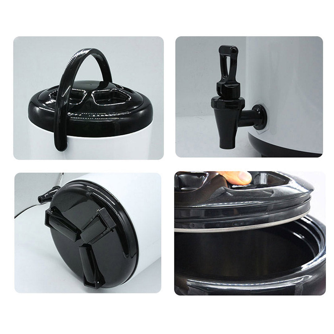 SOGA 4X 18L Stainless Steel Insulated Milk Tea Barrel Hot and Cold Beverage Dispenser Container with Faucet White