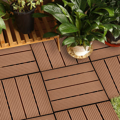 SOGA 2X 11 pcs Red Brown DIY Wooden Composite Decking Tiles Garden Outdoor Backyard Flooring Home Decor