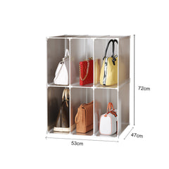SOGA 2X 2 Tier Multifunctional PP Plastic Bag Box Portable Cubby DIY Storage Shelves Stackable Handbag Purse Organiser