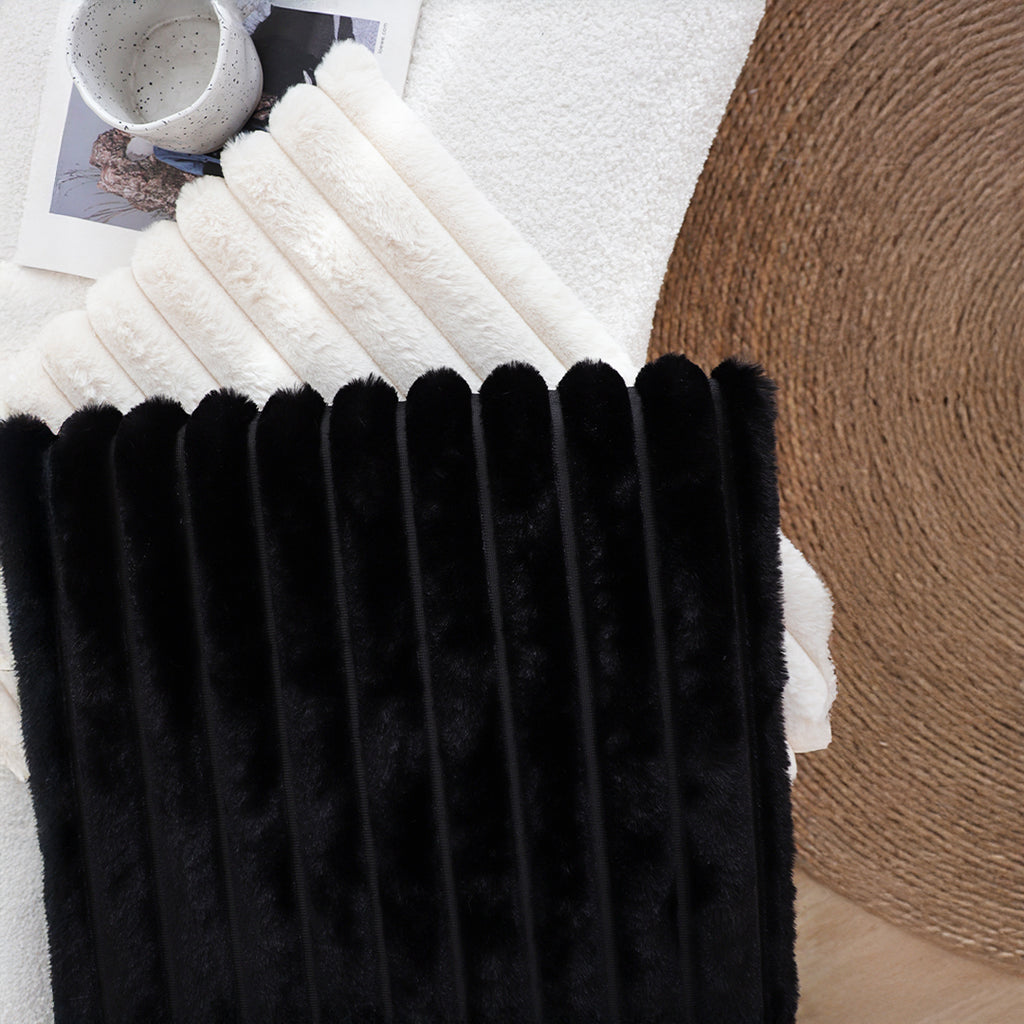 SOGA 2X 45cm Black Corduroy Square Cushion Soft Leaning Plush Backrest Throw Seat Pillow