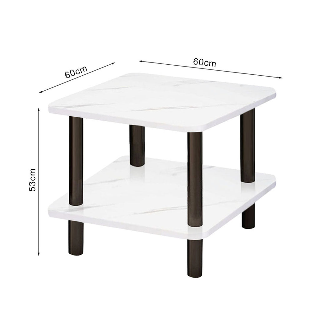 SOGA 2X 60cm White Ceramic Side Table Stone Pattern Modern Design
