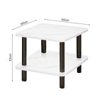 SOGA 2X 60cm White Ceramic Side Table Stone Pattern Modern Design