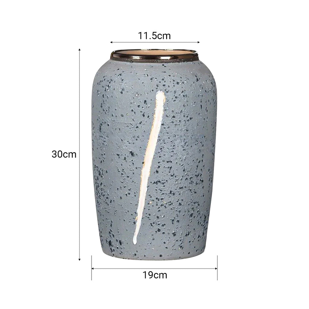 SOGA 30x19cm Grey Medium Ceramic Flower Vase Elegant Living Room Home Decor