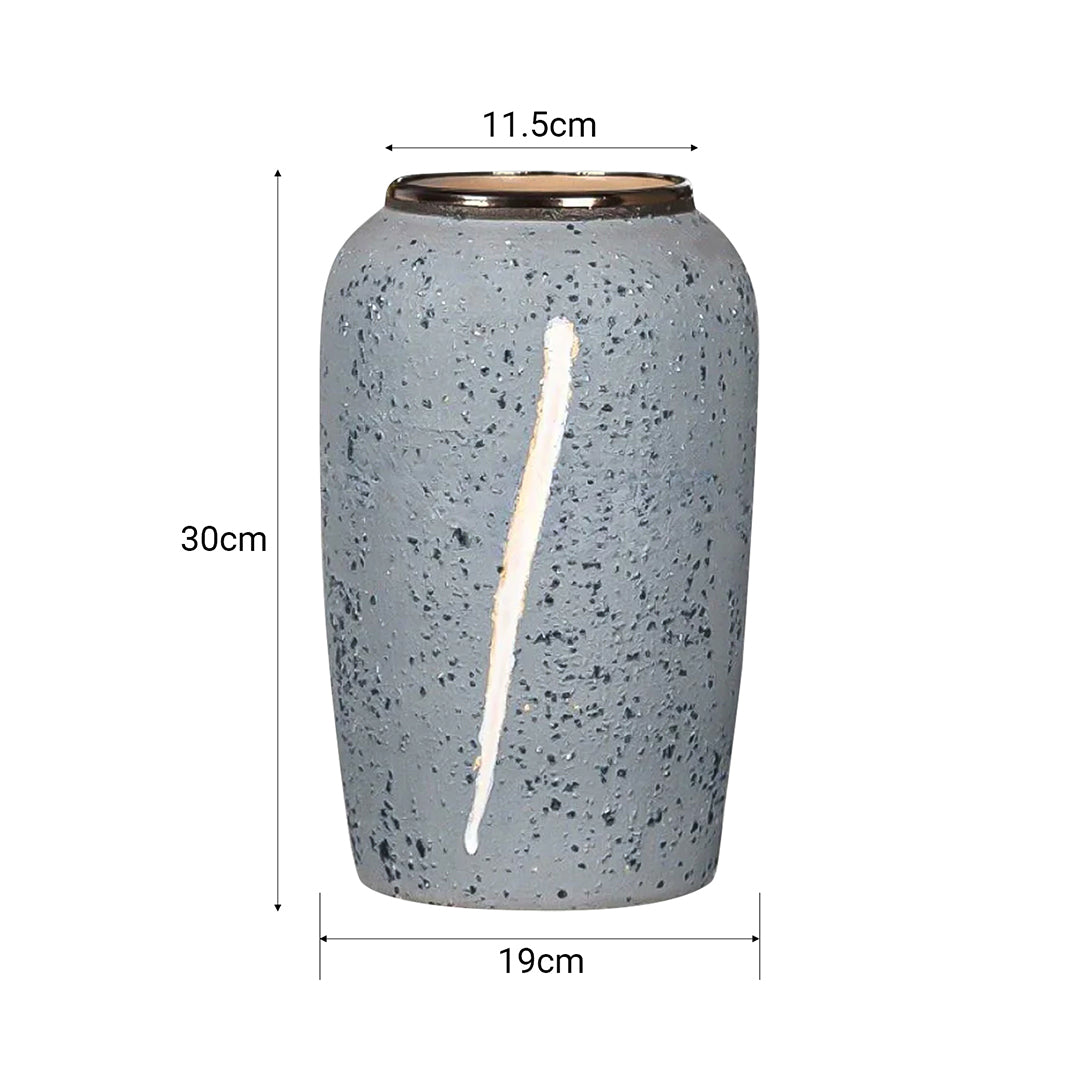 SOGA 30x19cm Grey Medium Ceramic Flower Vase Elegant Living Room Home Decor