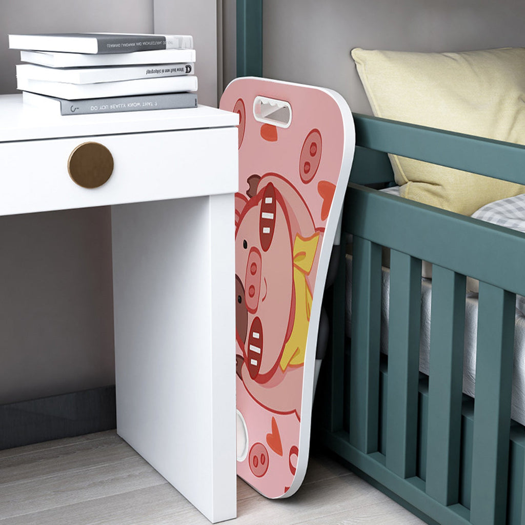 SOGA 2X Cute Pig Design Portable Bed Table Adjustable Foldable Bed Sofa Study Table Laptop Mini Desk with Drawer and Cup Slot Home Decor