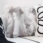 SOGA 2X 45cm Throw Pillow Floral Gray Rabbit Fur Square Warm Cozy Decorative Cushion Home Decor