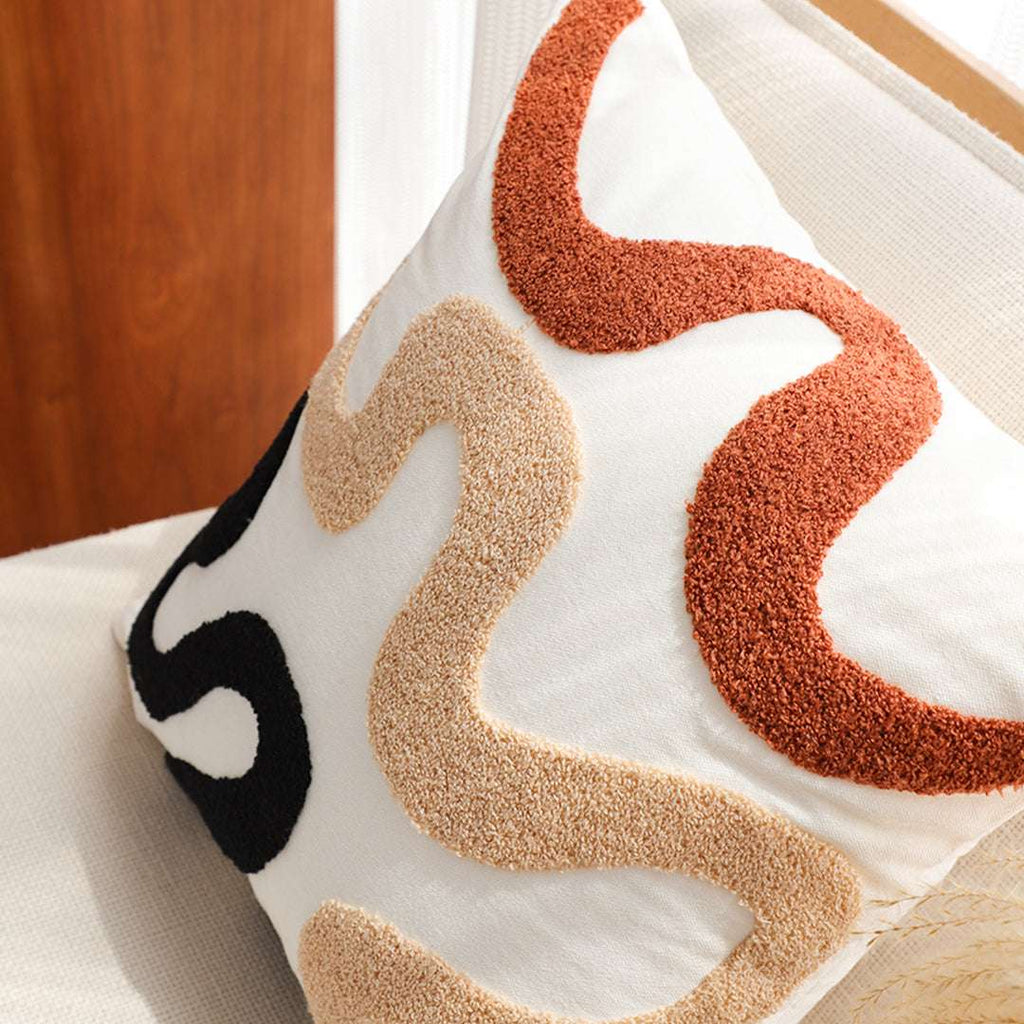 SOGA 2X 45cm Cream Black Geometric Squiggly Pattern Throw Pillow $ 129