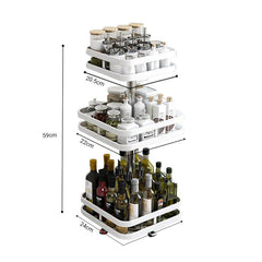 SOGA 2X 3 Tier Steel White Square Rotating Multi-Function Kitchen Portable Storage Spice Seasoning Kitchen Countertop Organiser Shelf
