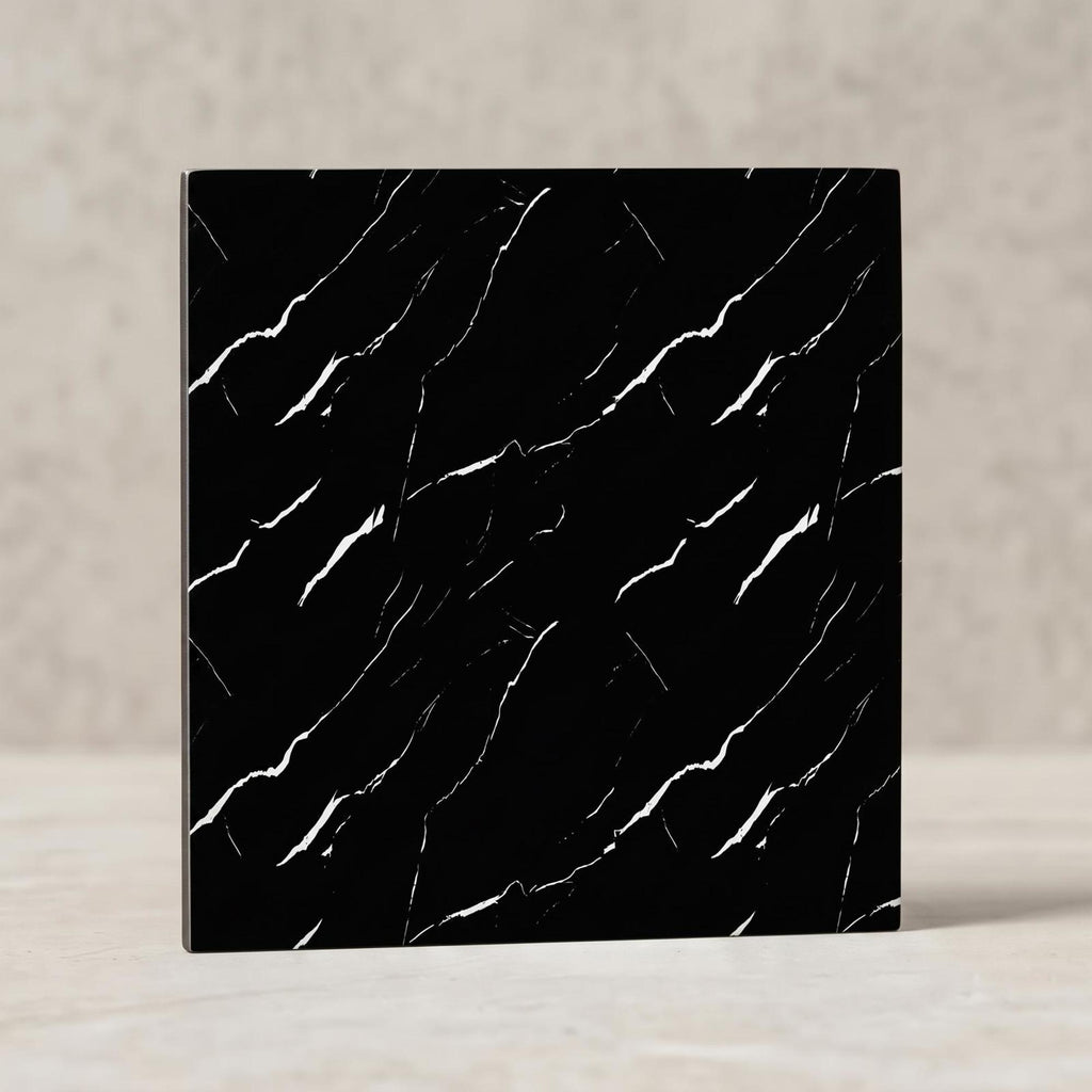 SOGA Peel & Stick Floor and Wall Tiles 60 x 60cm 10 Pack Black Faux Marble