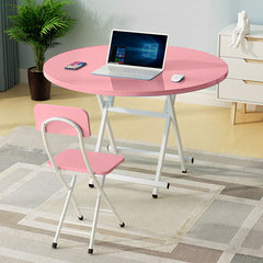 SOGA 2X Pink Dining Table Portable Round Surface Space Saving Folding Desk Home Decor