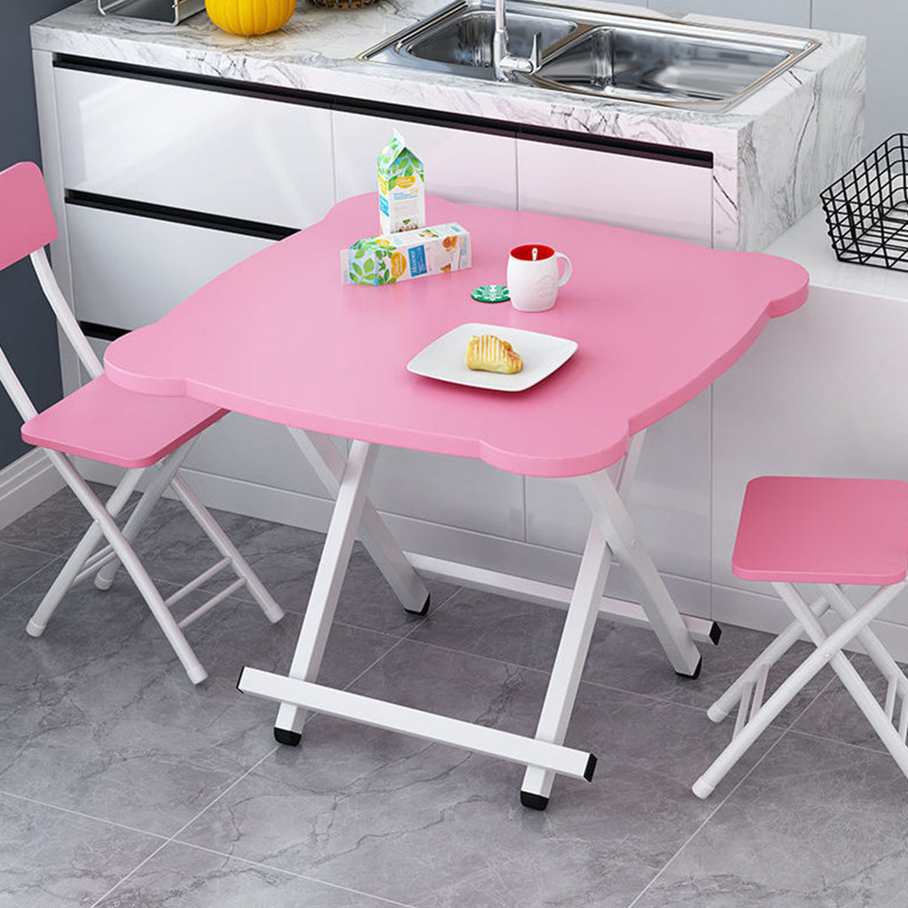 SOGA Pink Minimalist Cat Ear Folding Table Indoor Outdoor Portable Stall Desk Home Decor
