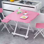 SOGA Pink Minimalist Cat Ear Folding Table Indoor Outdoor Portable Stall Desk Home Decor