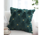 SOGA 45cm Festive Teal Christmas Tree Gold Star Holiday Throw Pillow