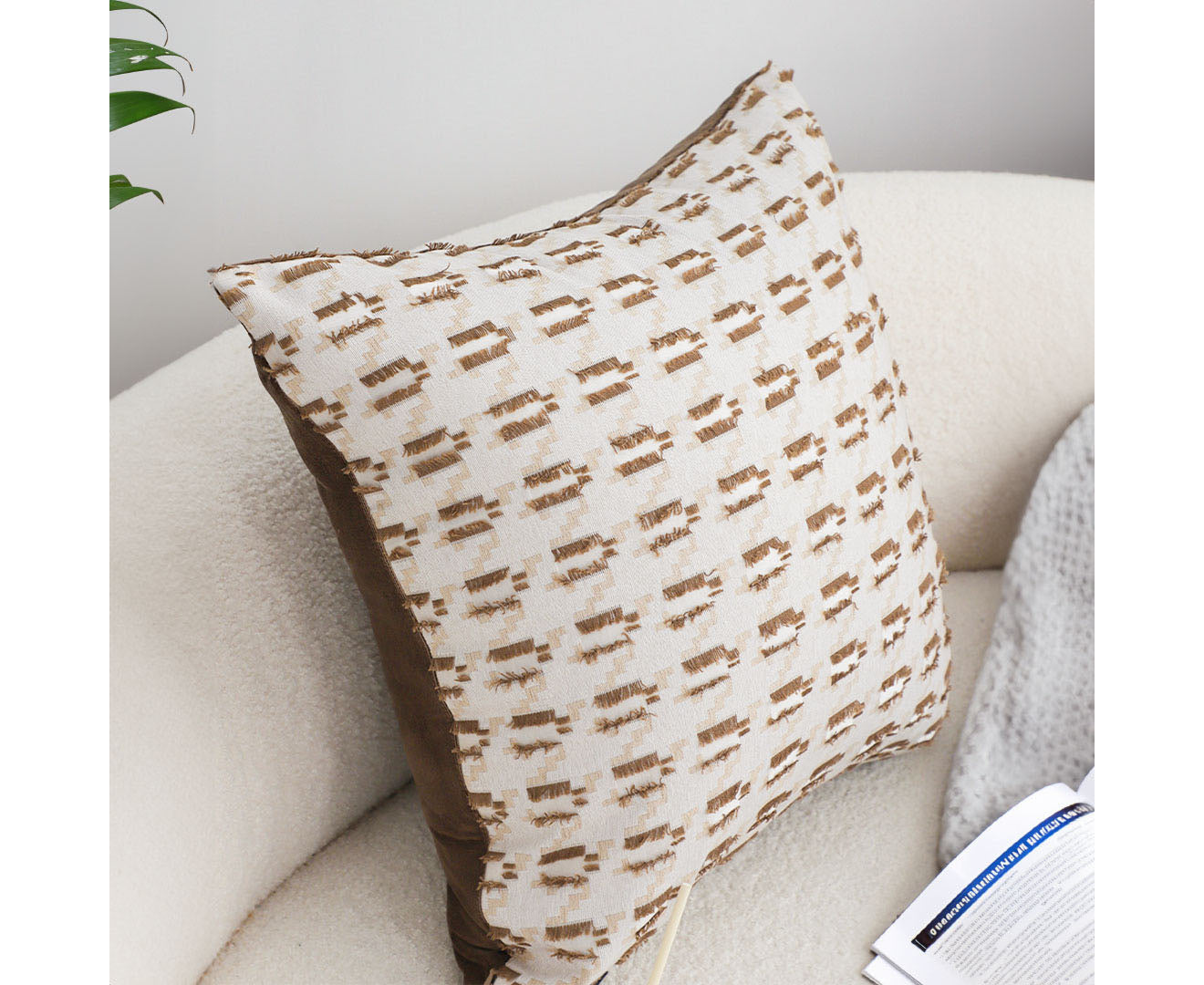 SOGA 50cm Square Modern Decorative Embroidered Geometric Throw Pillow