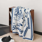 SOGA 2X Off-White Cat Print Throw Blanket 130x160cm Polyester $ 280