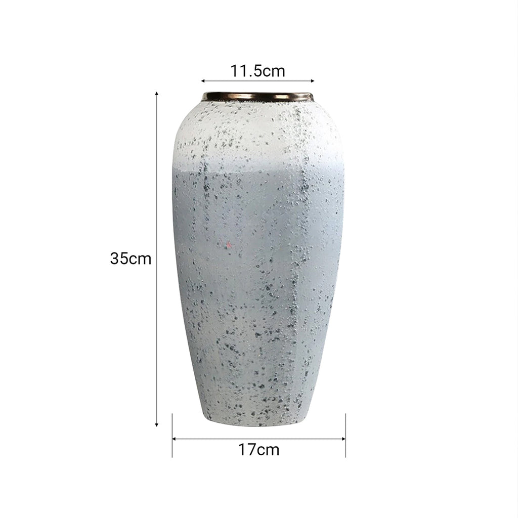 SOGA 35x17cm White and Grey Large Ceramic Flower Vase Elegant Living Room Home Decor