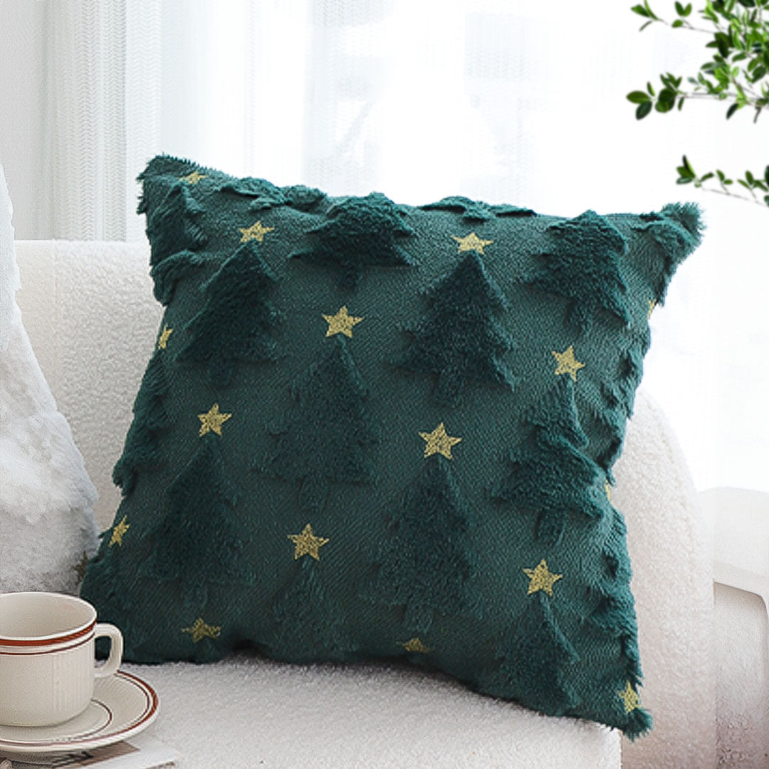 SOGA 2X 45cm Festive Teal Christmas Tree Gold Star Holiday Throw Pillow