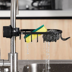 SOGA Black Single Kitchen Sink Organiser Faucet Soap Sponge Caddy Rack Storage Drainer