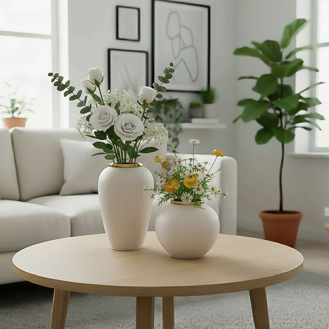 SOGA Home & Living Bundle – Plain White Ceramic Flower Vases for Elegant Living Room Decor $ 161