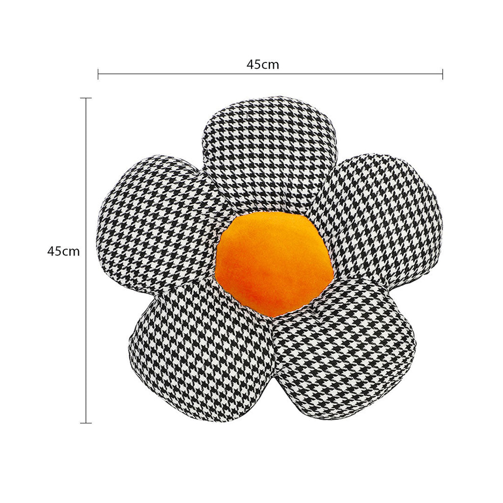 SOGA Black w/ Orange Flower Cushion Shaped for Floor and Sitting Throw Pillow