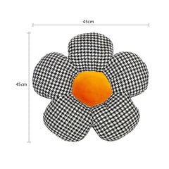 SOGA Black Flower Cushion Shaped for Floor and Sitting Throw Pillow