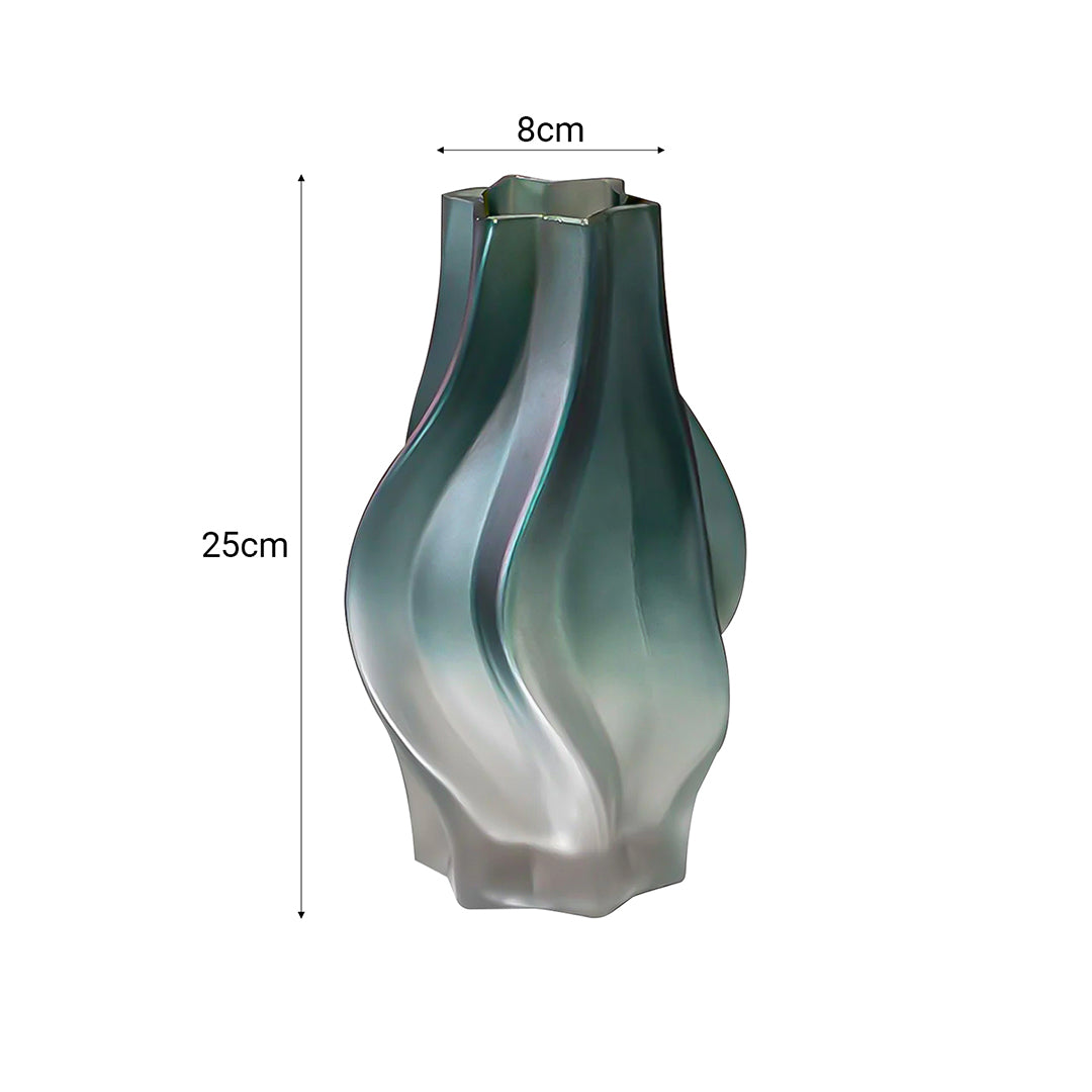 SOGA 27cm Glass Vase Blue with Beautiful glass Bubble Texture Art Vases