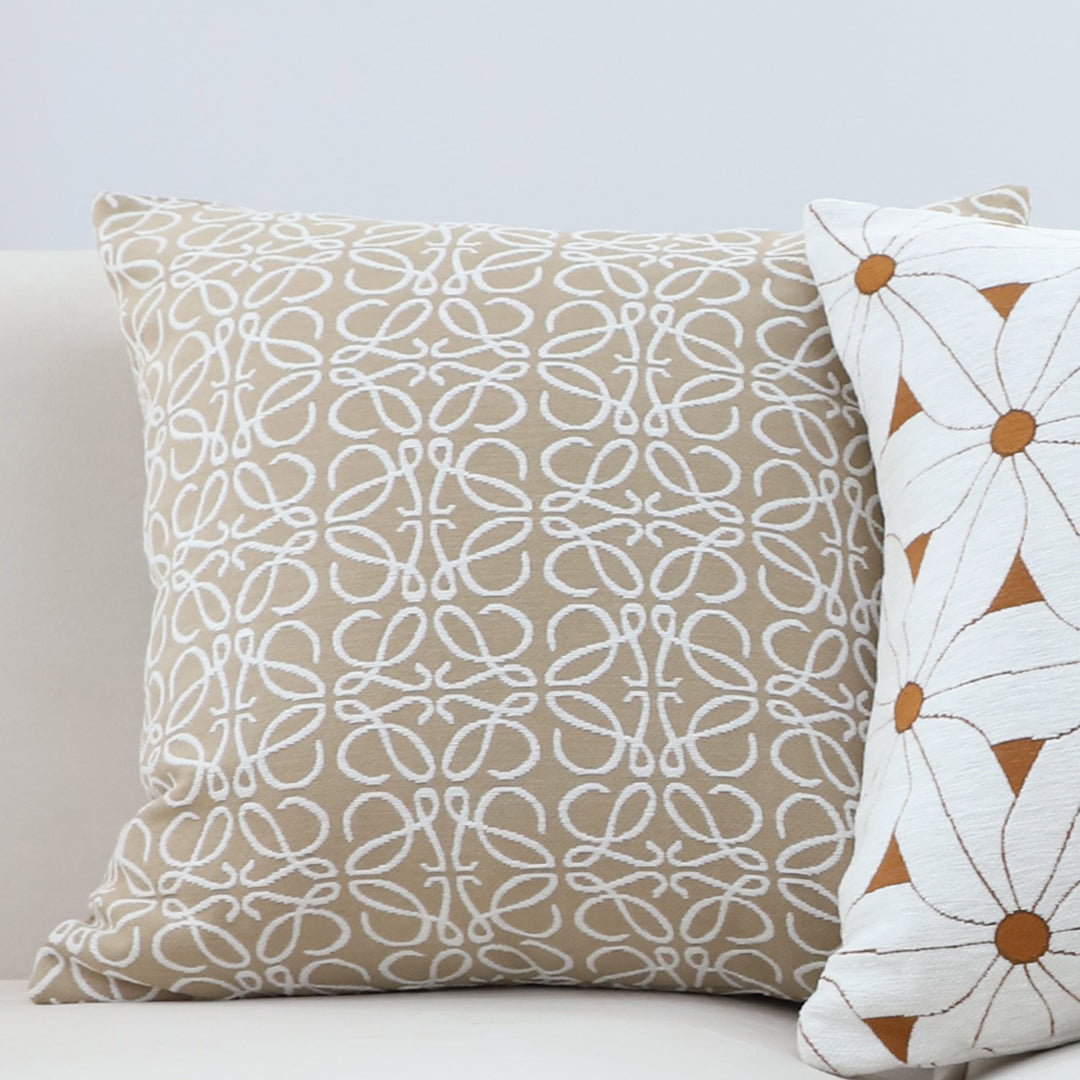 SOGA 2X 50cmThrow Pillow White and Beige Geometric Pattern Accent for Home Decor