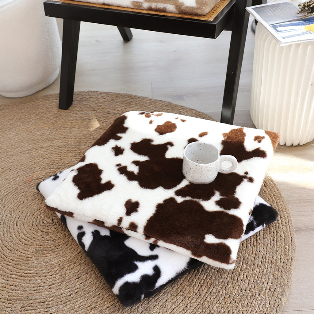 SOGA 2X 45cm Coffee Cowhide Square Cushion Soft Leaning Plush Backrest Throw Seat Pillow